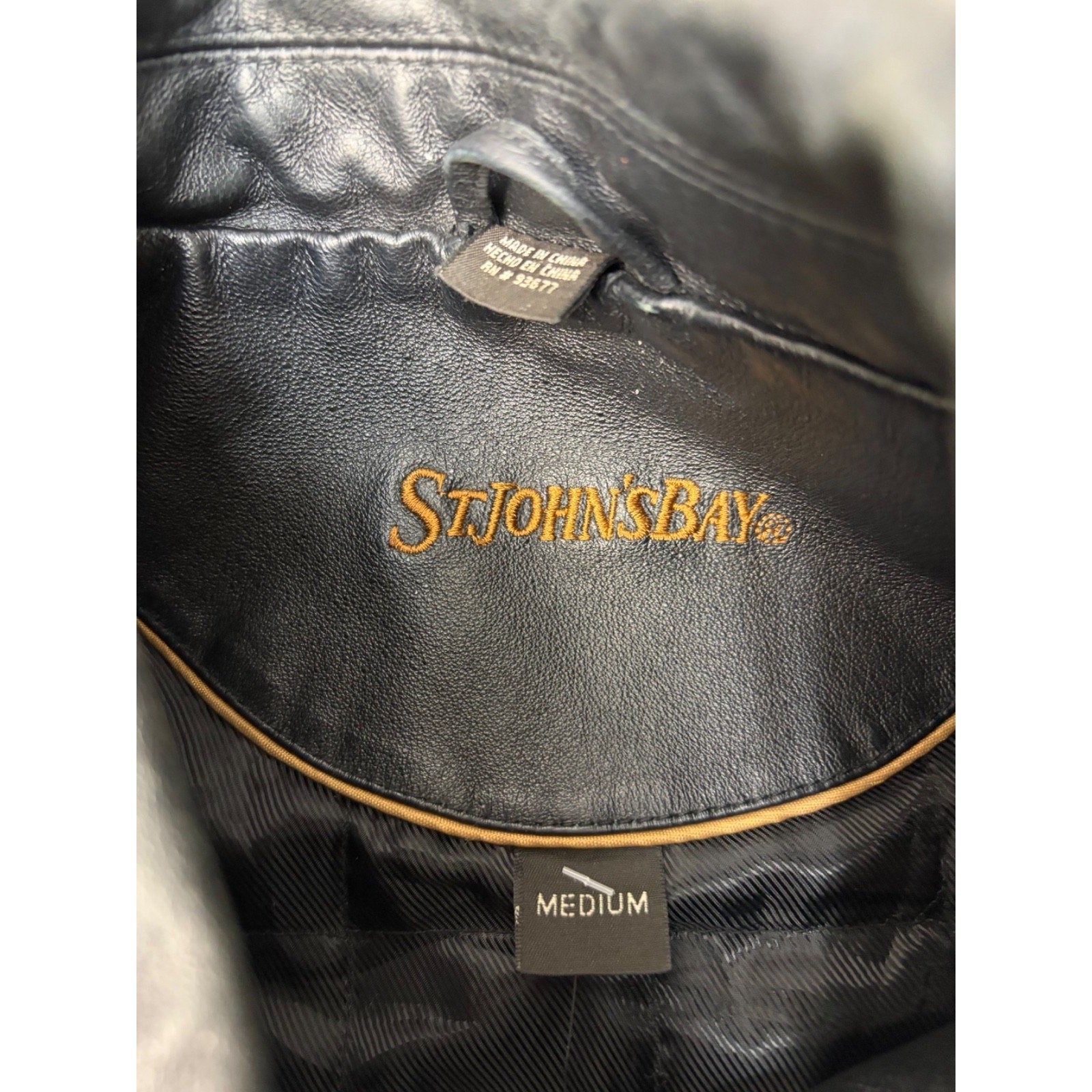 Vintage St. Johns Bay Full Zip Black Leather Jacket Size Medium