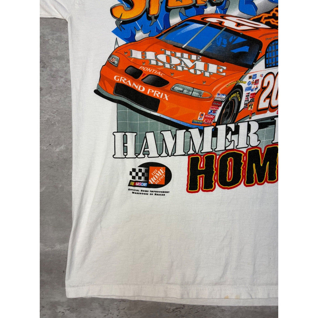 Vintage 1999 Tony Stewart #20 Nascar Hammer It Home Graphic T-Shirt Size Large