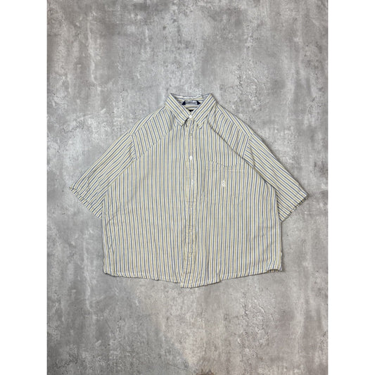 Vintage Nautica Striped Print Reworked Cropped Button Up Shirt Size Large