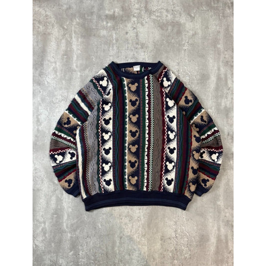 Vintage 90s Disney Mickey Mouse 3D Print Pullover Knit Sweater Size 2XL