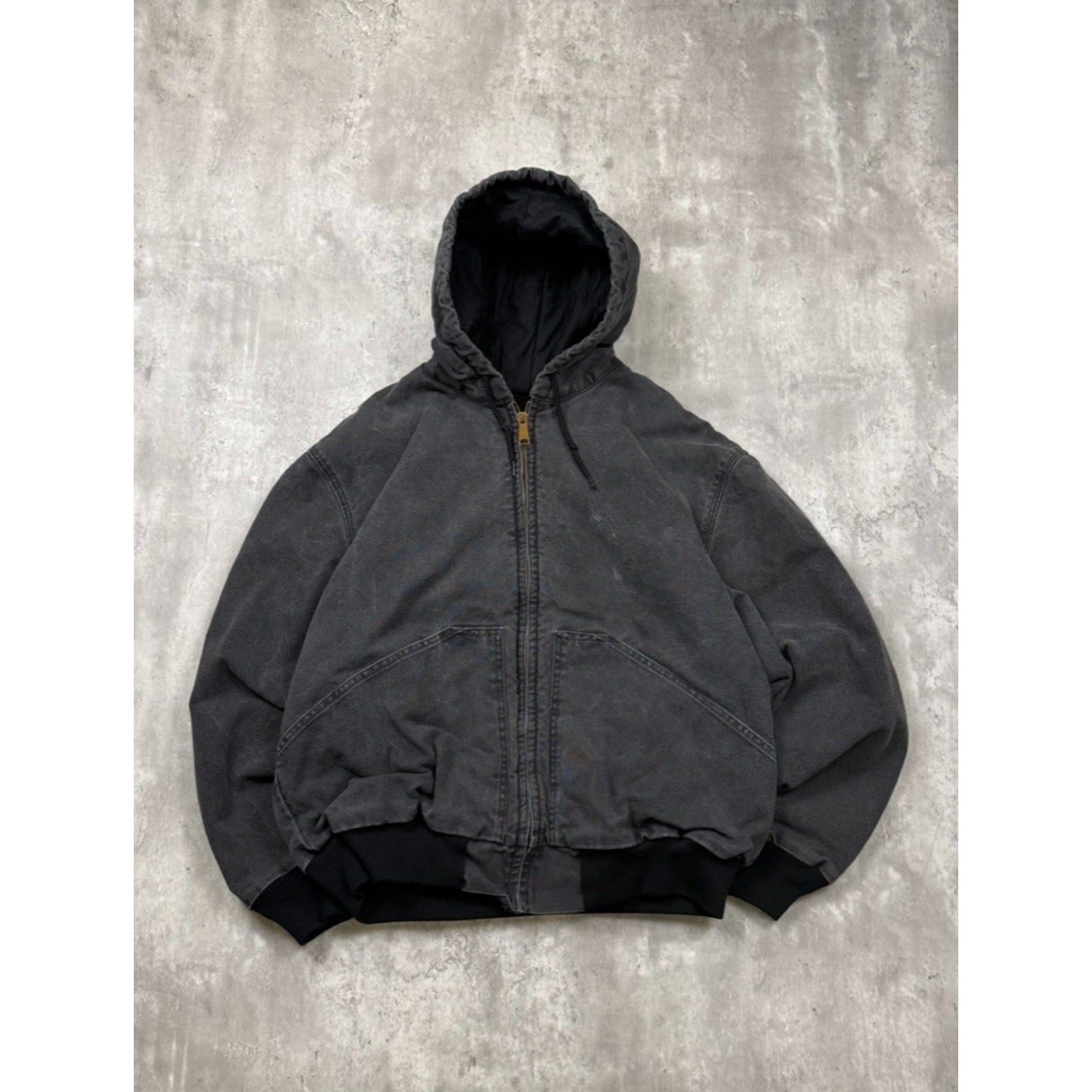 Vintage Duxbak Insulated Canvas Workwear Hooded Bomber Jacket Size Large