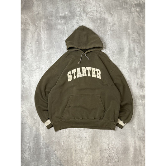 Vintage Starter Embroidered Spellout Earth Tone Hooded Sweatshirt Size XL