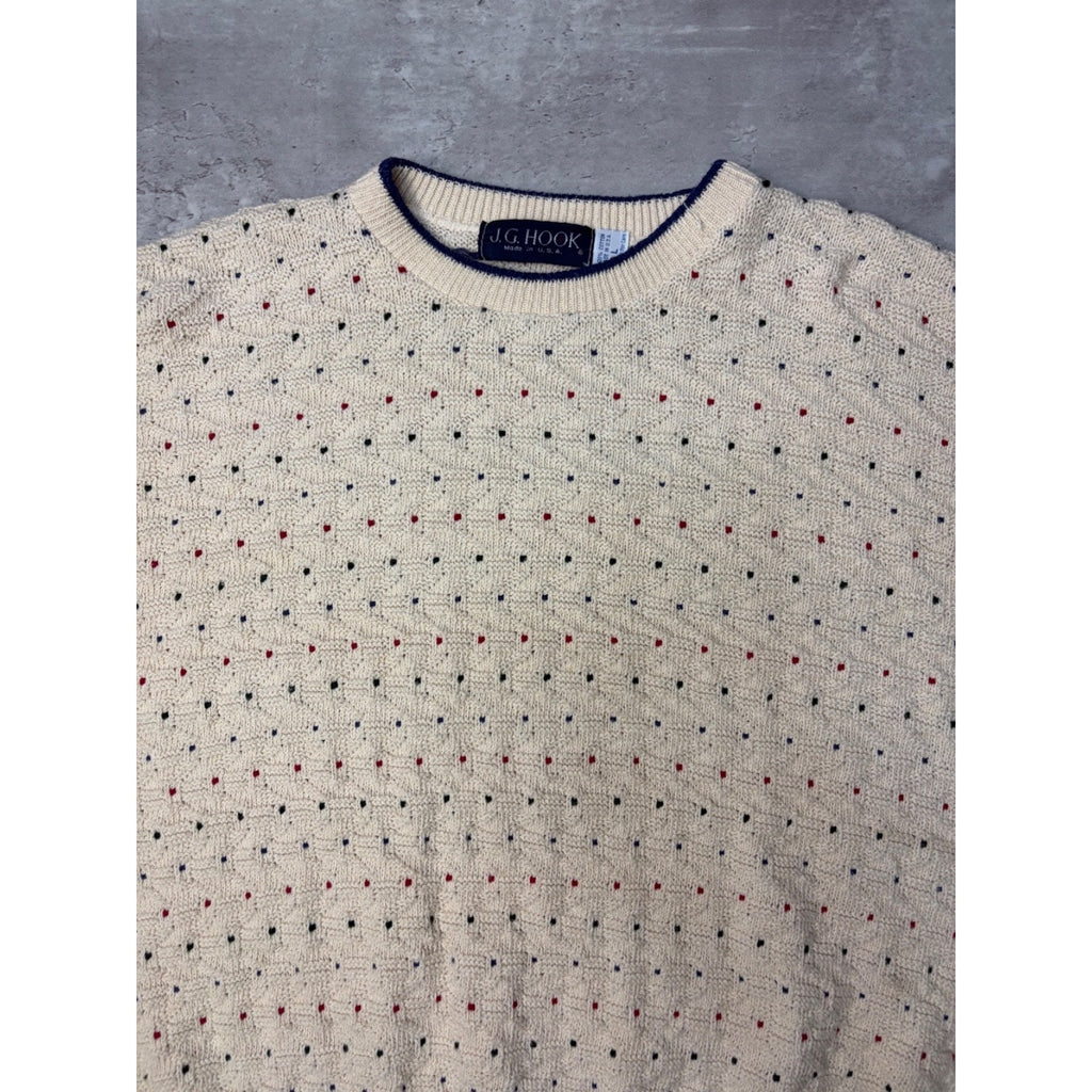 Vintage J.G. Hook Polka Dot Textured Knit Sweater Size Large