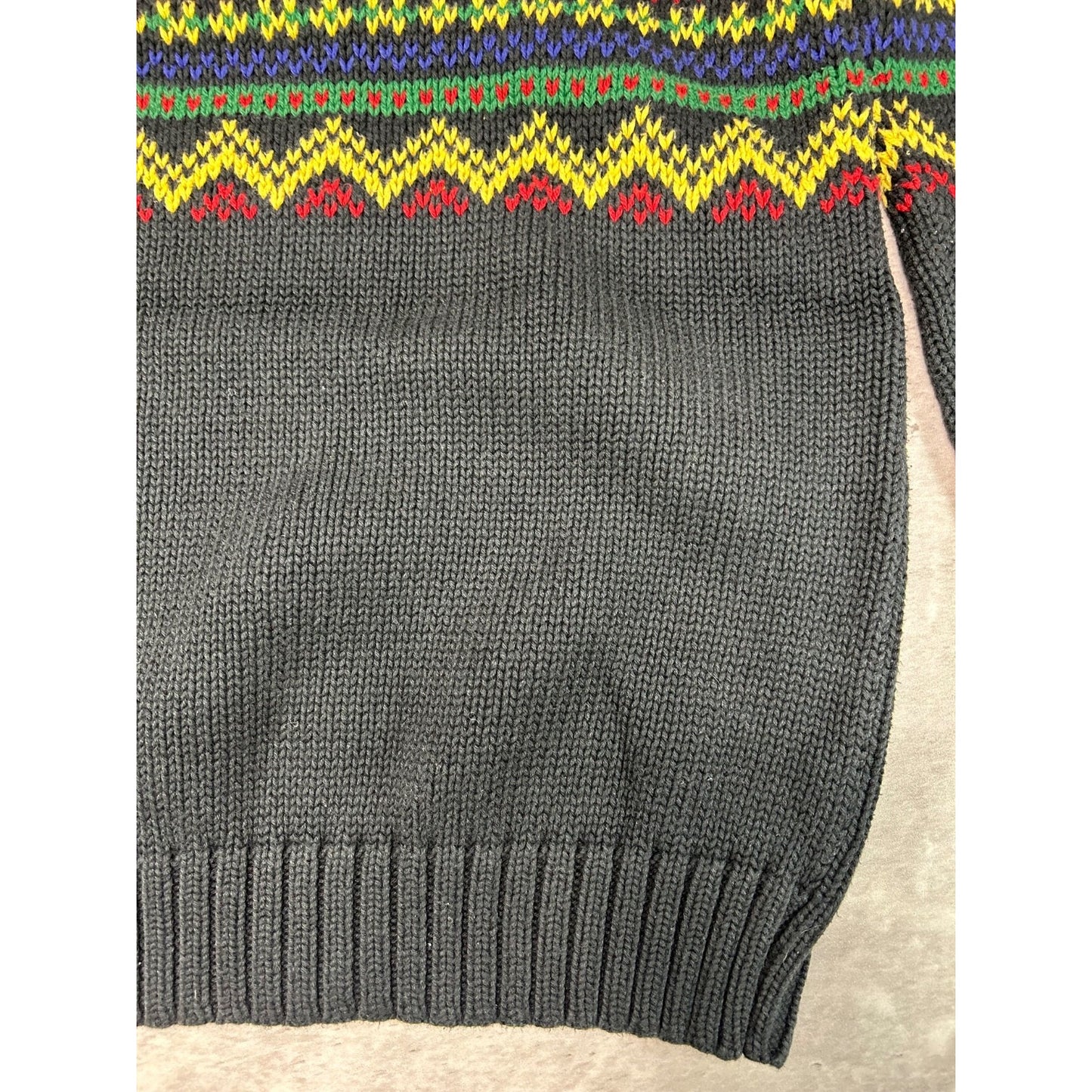 Vintage Polo Ralph Lauren 1/4 Zip Geometric Striped Knit Sweater Sz Large YOUTH