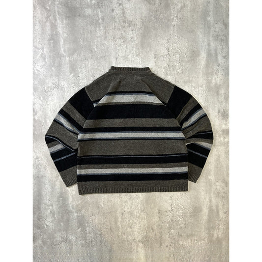 Vintage Croft & Barrow Striped Print Pullover Ribbed Knit Sweater Size Large