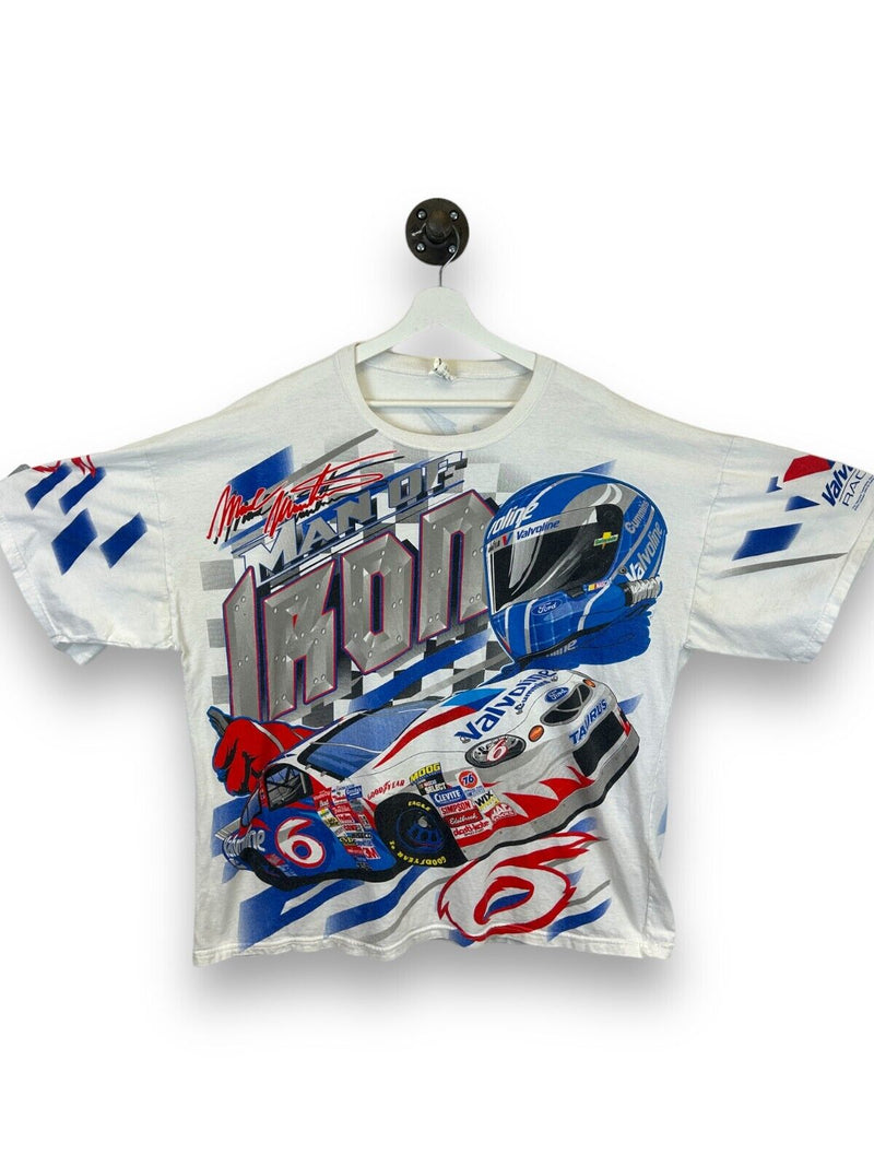 Vintage 90s Mark Martin Man Of Iron Nascar Racing All Over Print T-Shirt Sz 2XL