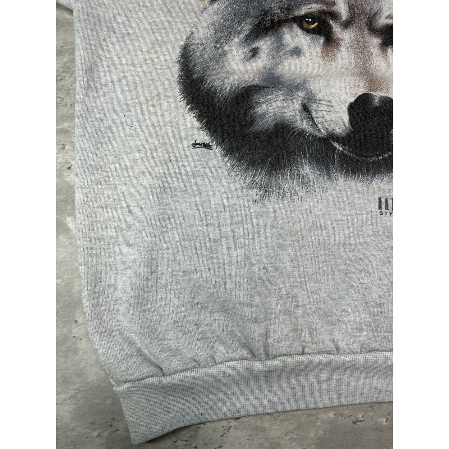 Vintage 90s Wolf Big Graphic Animal Nature Wilderness Sweatshirt Size Large