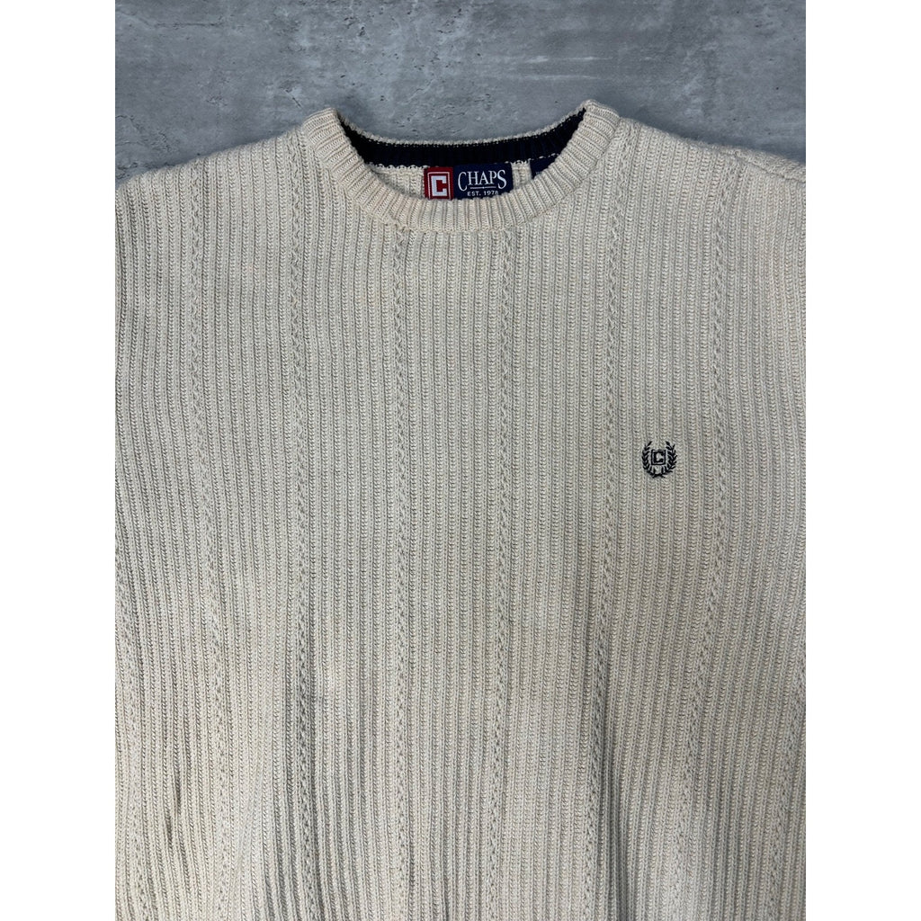 Vintage Chaps Embroidered Crest Cable Knit Style Sweater Size Small