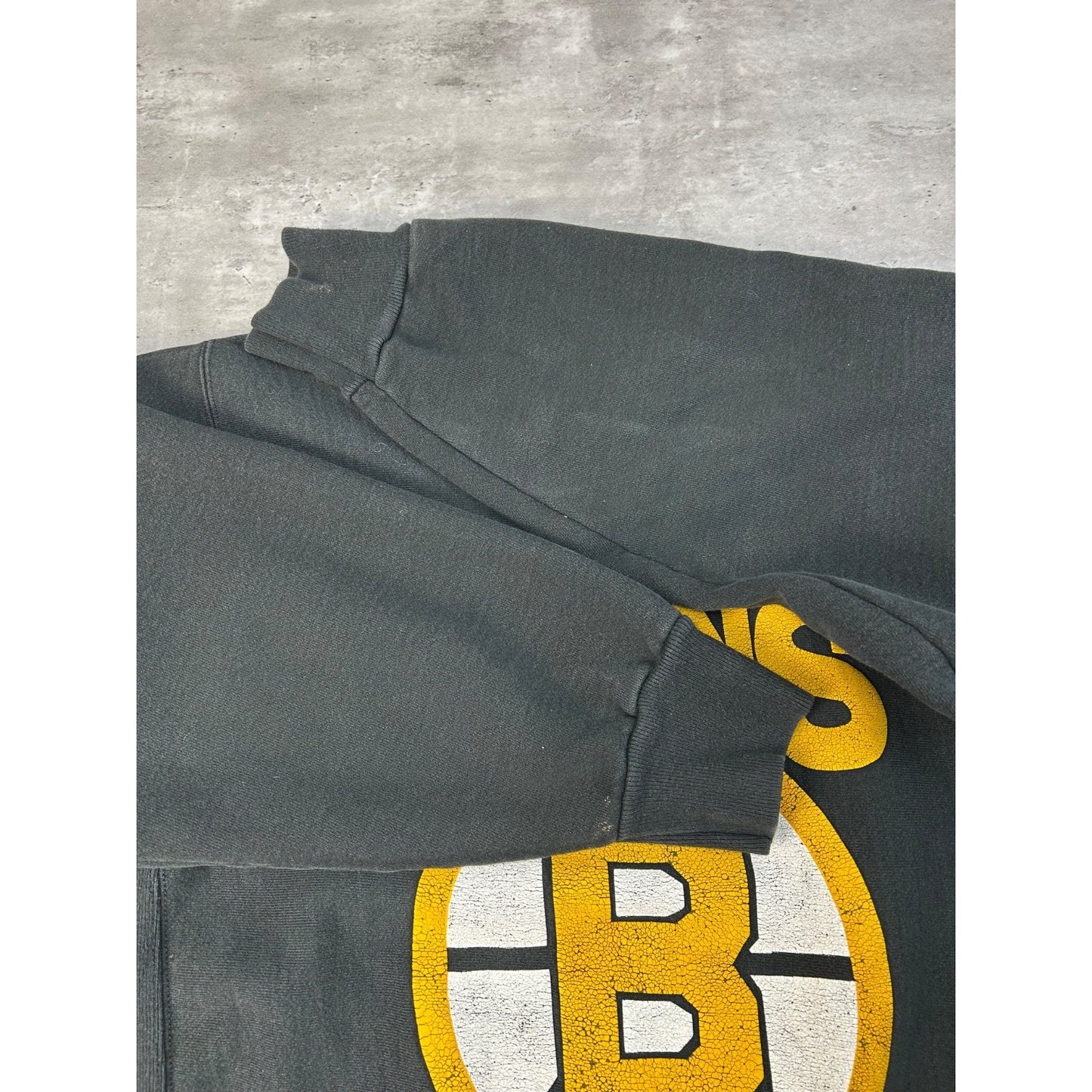 Vintage 90s Boston Bruins NHL Big Logo Spellout Hockey Sweatshirt Size Large