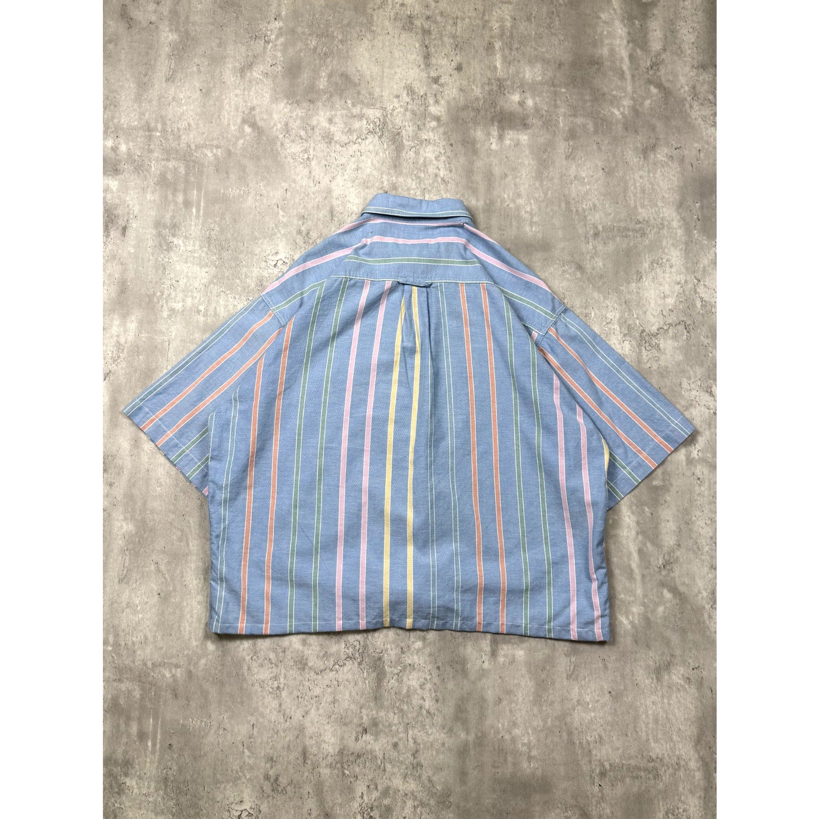 Vintage Dockers Striped Single Pocket Cropped Button Up Shirt Size Large