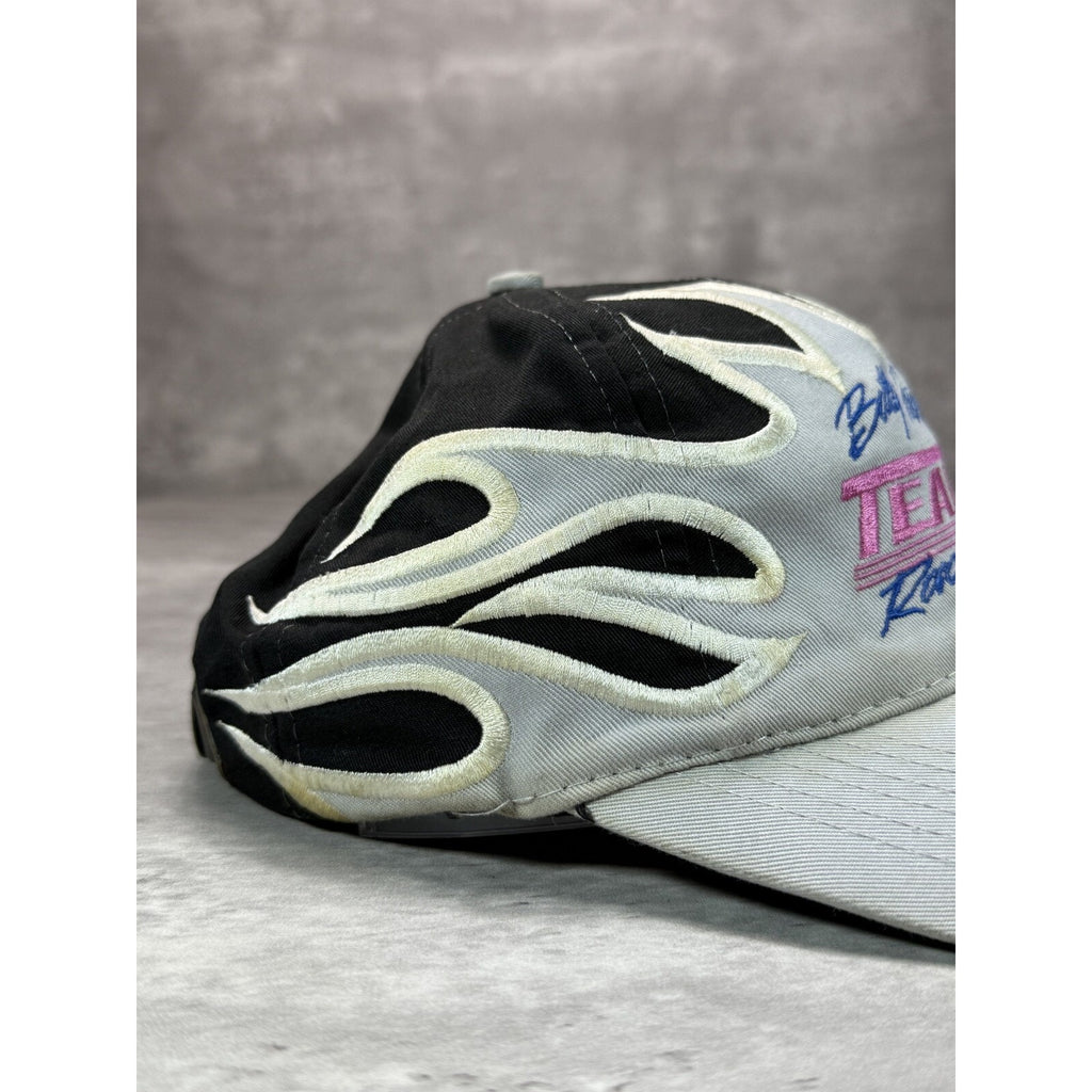 Vintage Billy Pauch Nascar Team 1 Racing Embroidered Flame Strapback Hat OSFA