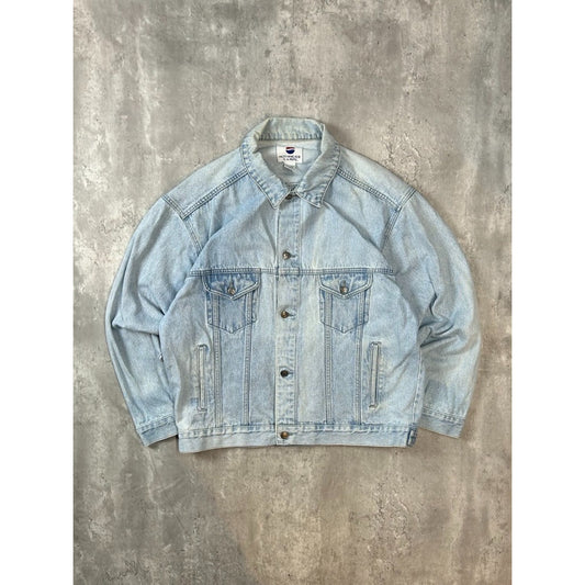 Vintage Pepsi Light Wash Denim Trucker Jacket Size XL Blue