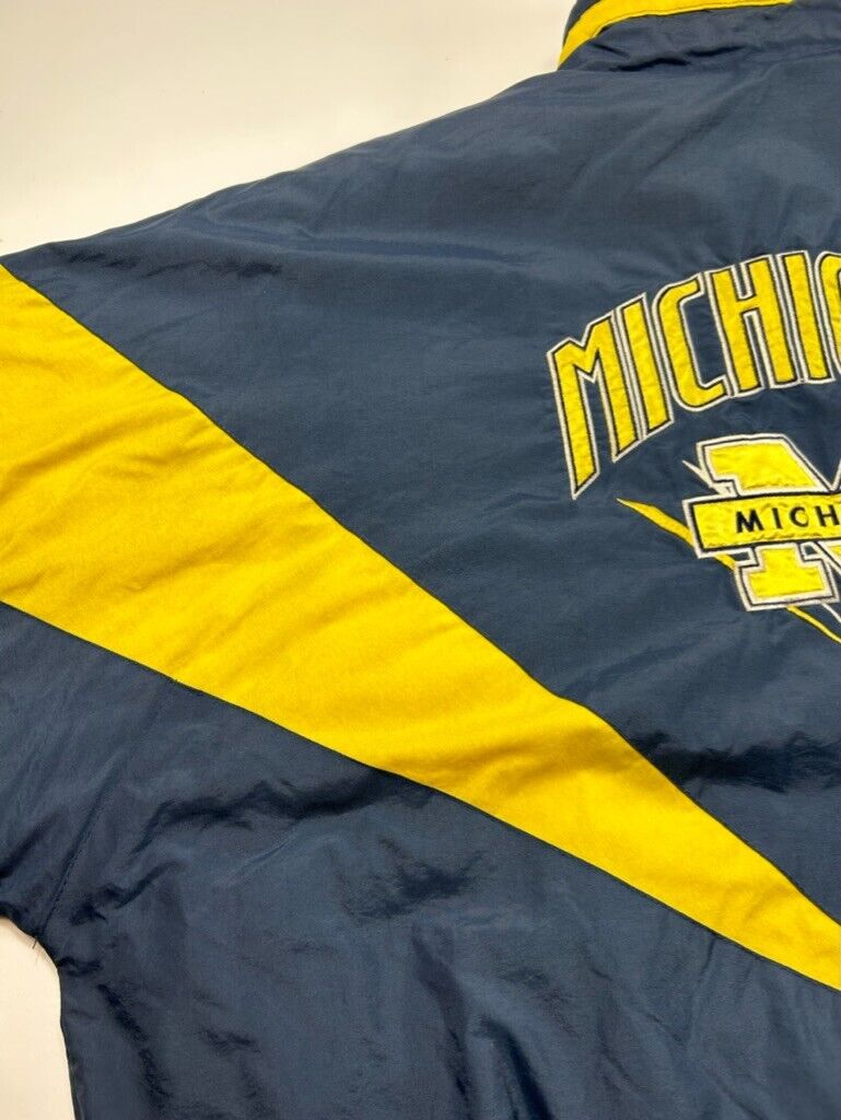 Vintage 90s Michigan Wolverines NCAA Insulated Full Zip Chalk Line Jacket Large