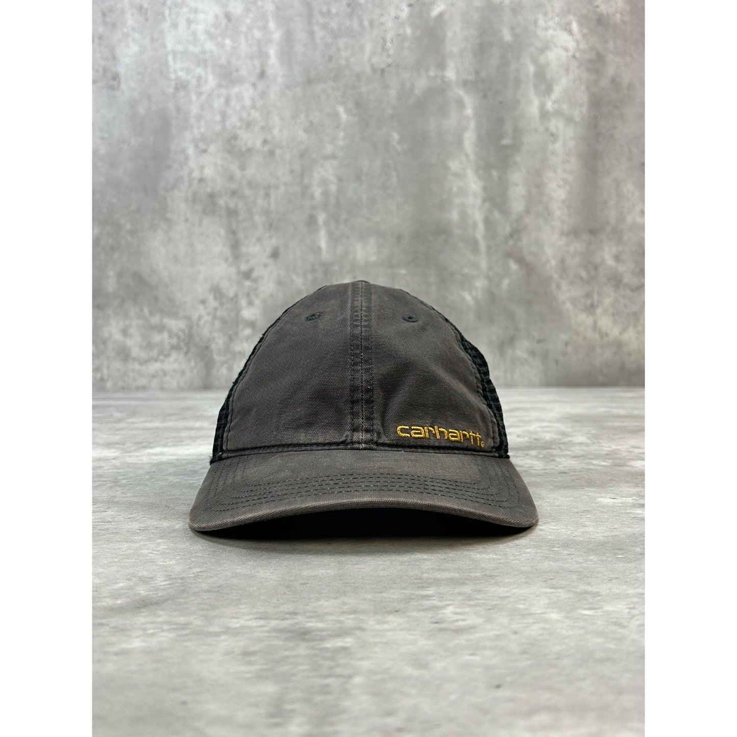 Vintage Carhartt Embroidered Spellout Workwear Trucker Snapback Hat OSFA