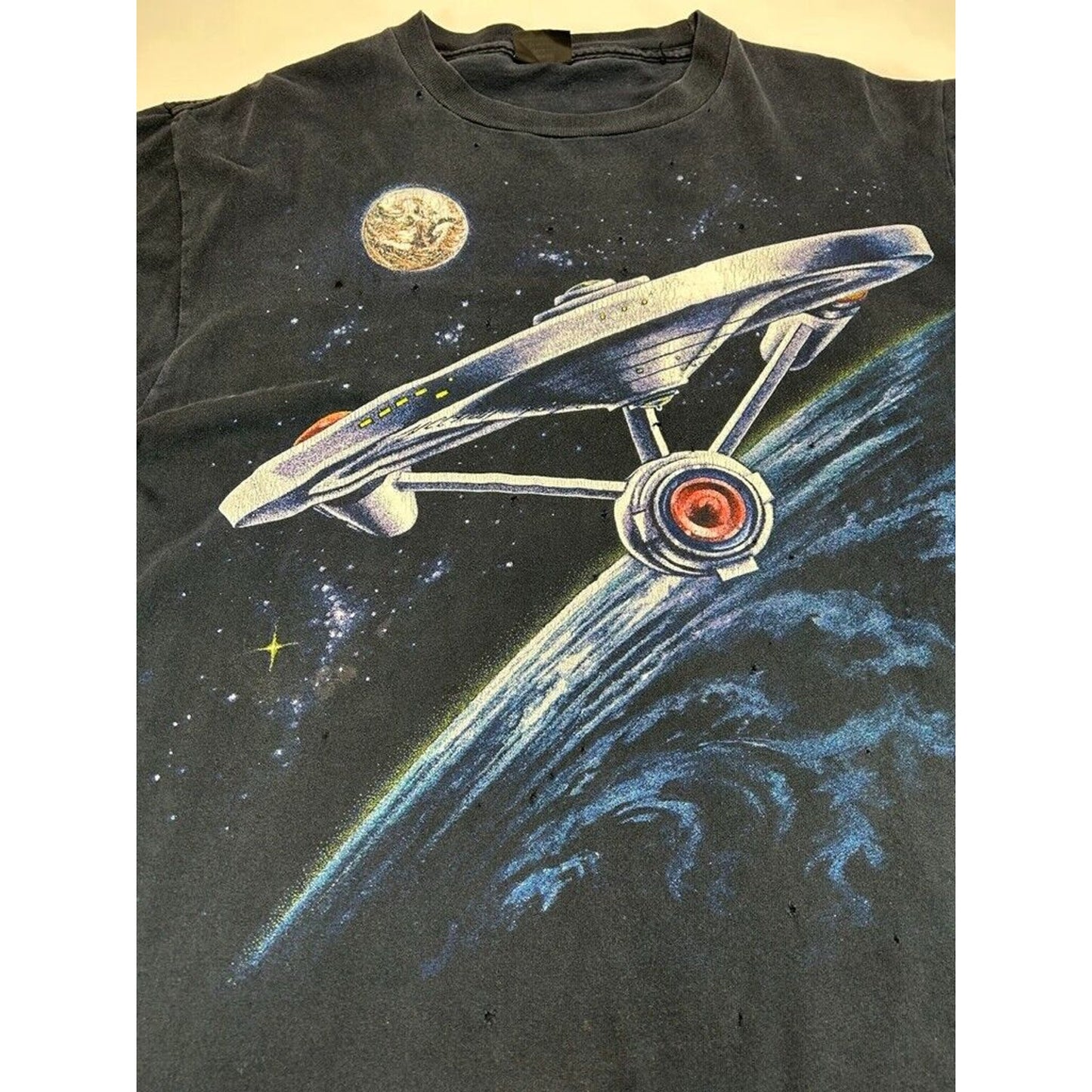 Vintage 1991 Startrek USS Enterprise TV Show Big Graphic T-Shirt Size XL