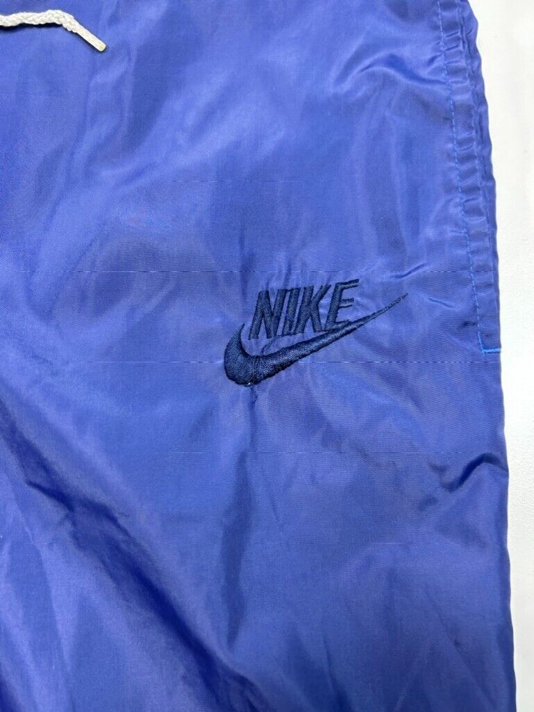 Vintage 80s Nike Tonal Embroidered Logo Windbreaker Pants Size Medium Blue