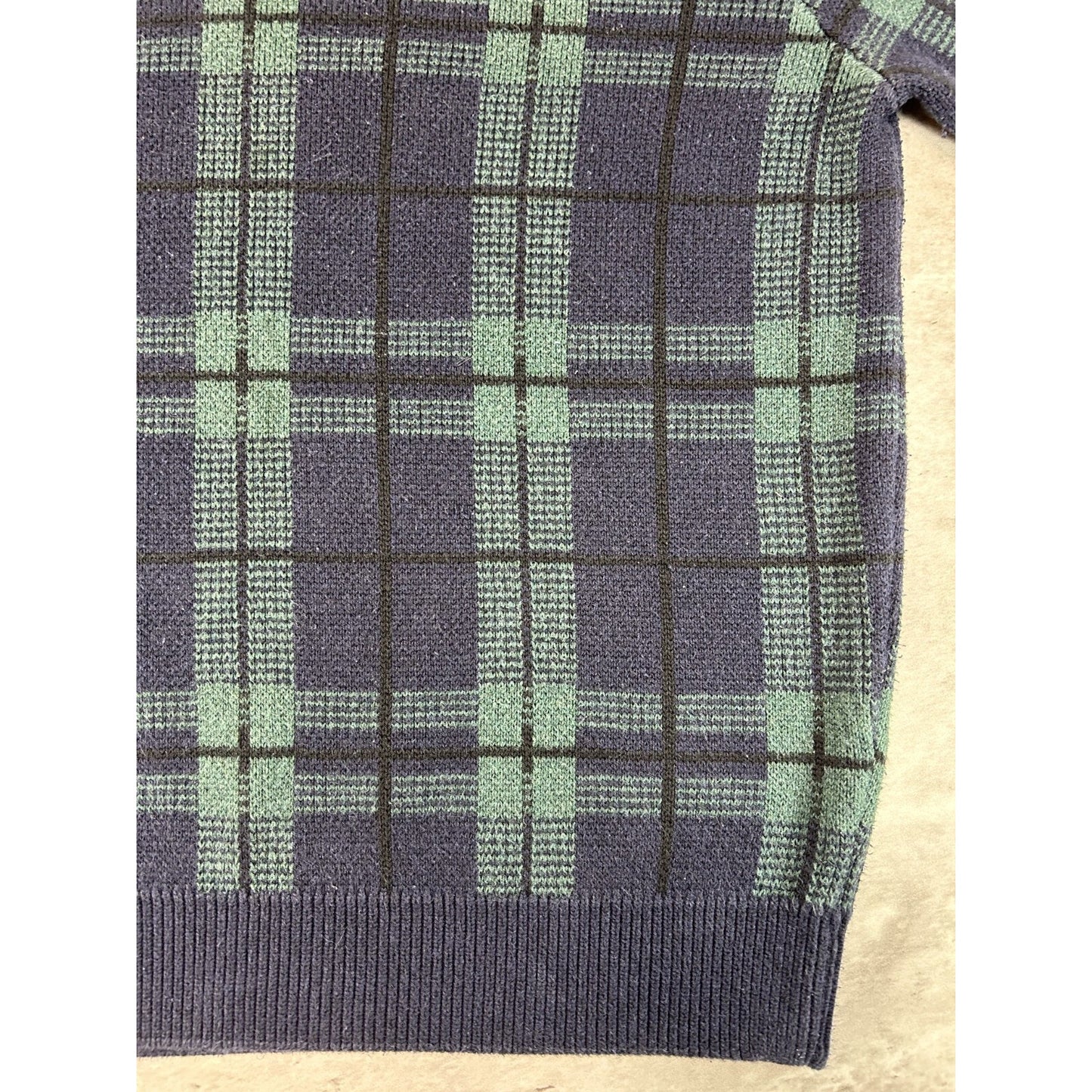 Vintage 90s Jos. A. Bank Plaid Print Pullover Ribbed Knit Sweater Size Large