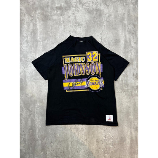 Vintage 90s Magic Johnson #32 Los Angeles Lakers NBA Player T-Shirt Size XL