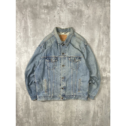 Vintage 90s Levis Red Tab Ligth Wash Denim Type 3 Trucker Jacket Size 2XL