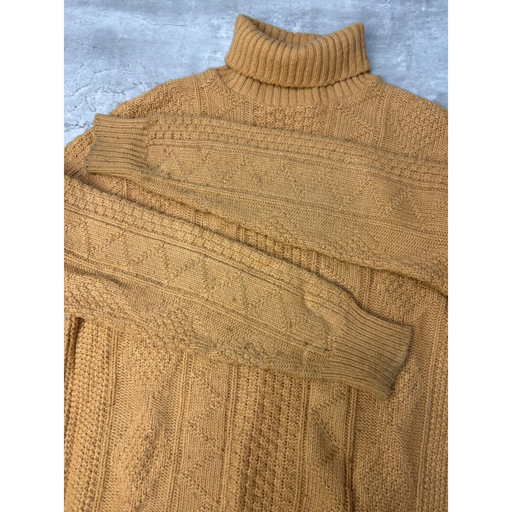 Vintage 80s Tommy Knight Cable Knit Turtle Neck Pullover Sweater Size Large