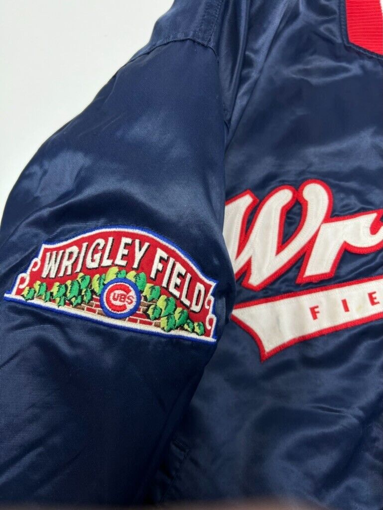 Vintage 90s Starter Wrigley Field Chicago Cubs MLB Satin Jacket Size XL Blue