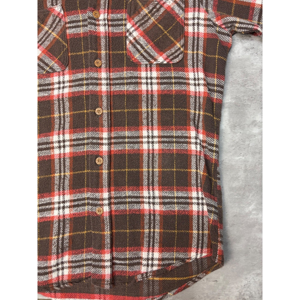Vintage 1980s Big Mac JCPenney Brown Long Sleeve Button Up Shirt Size MT