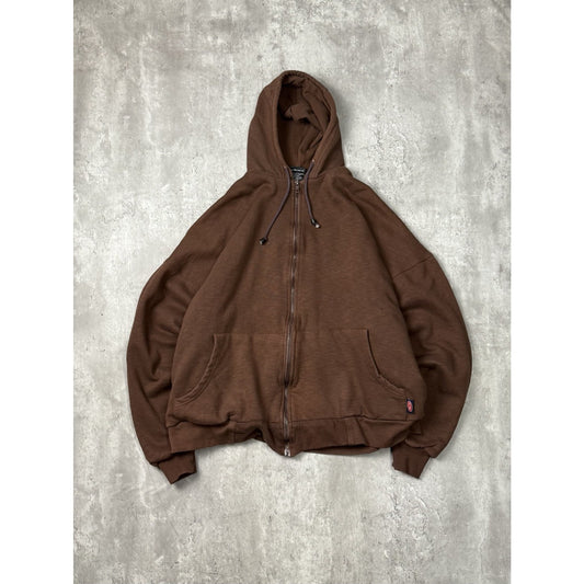 Vintage Tru-Fit Thermal Lined Full Zip Hooded Sweatshirt Size XL Brown