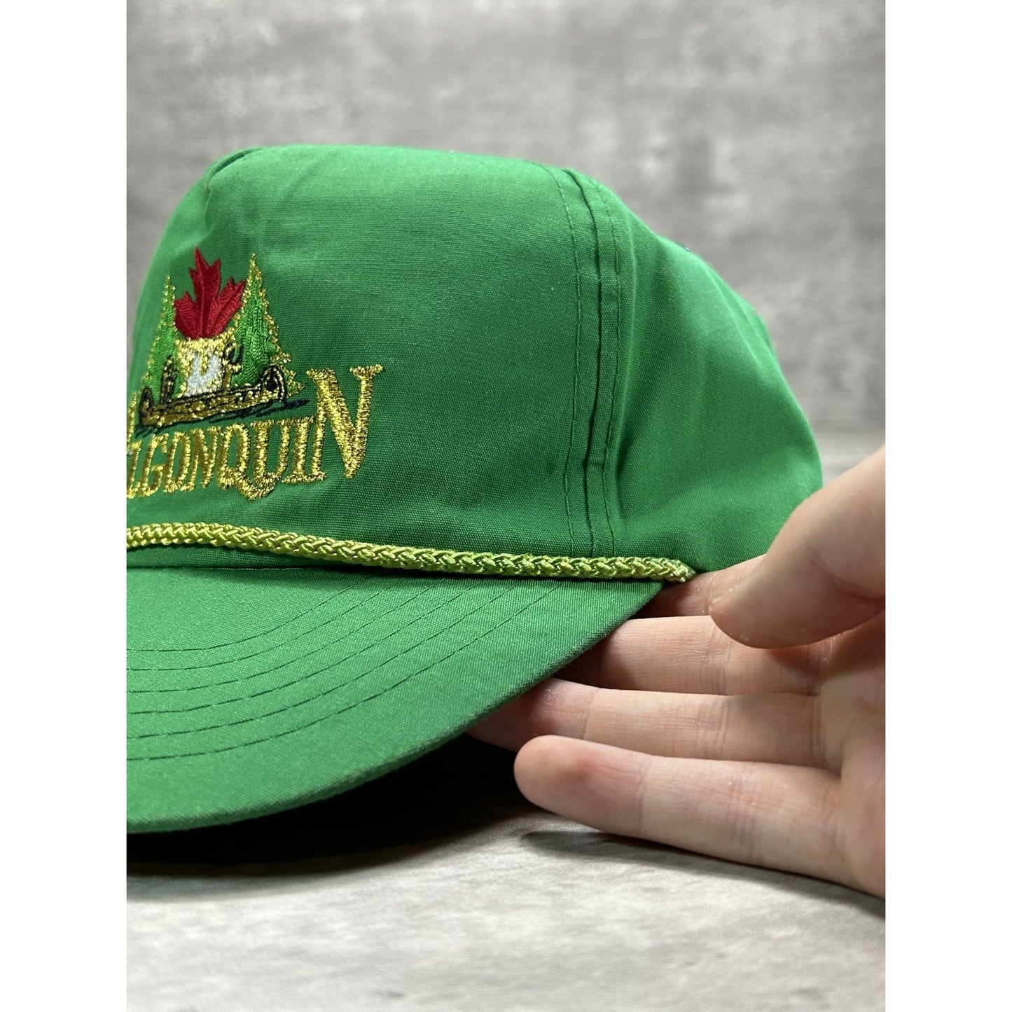 Vintage 90s Algonquin Embroidered Spellout Destination Snapback Hat OSFA Green