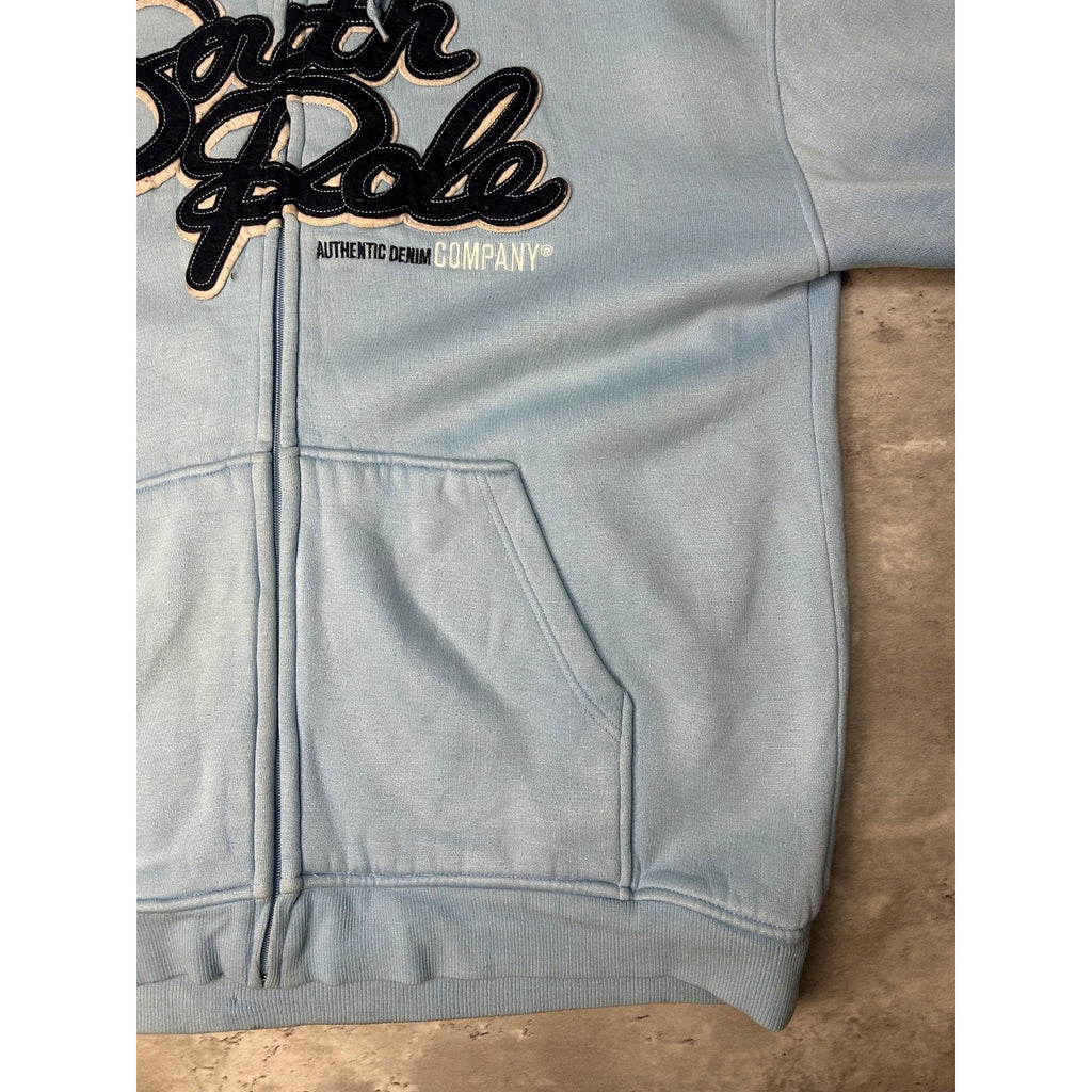 Vintage Y2K South Pole Embroidered Spellout Full Zip Hooded Sweatshirt Size XL
