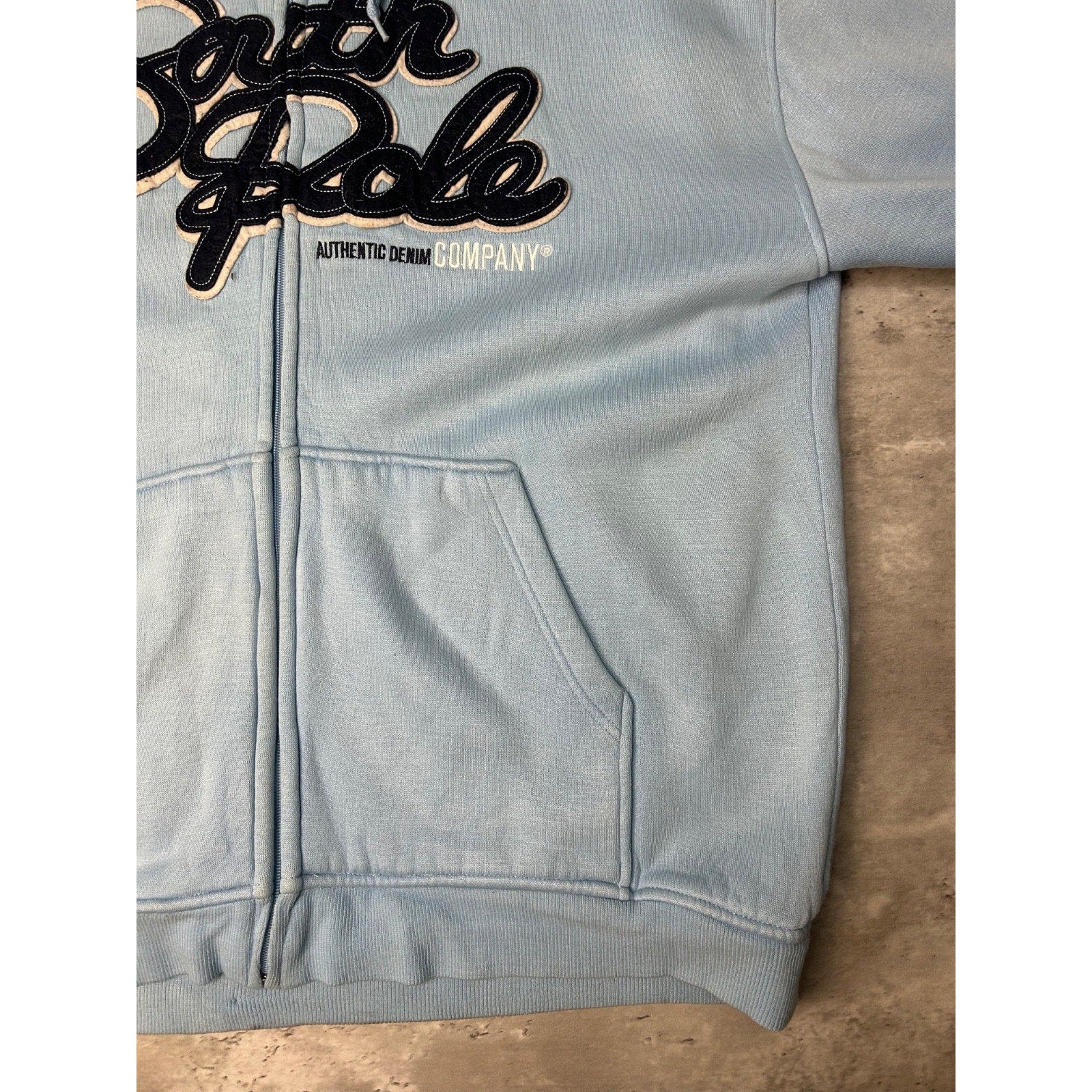 Vintage Y2K South Pole Embroidered Spellout Full Zip Hooded Sweatshirt Size XL