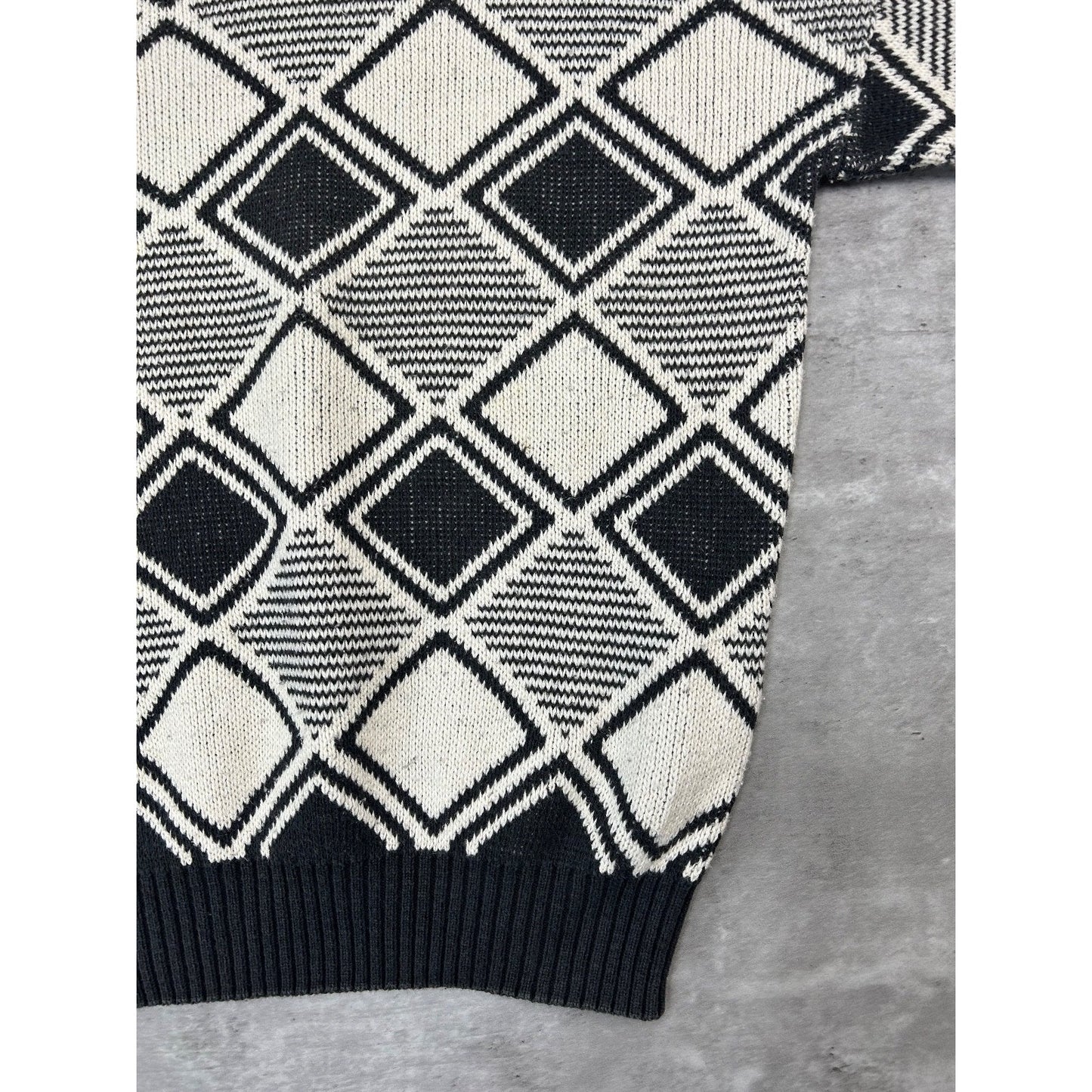 Vintage 90s Ron Chereskin Diamond Checkered Print Knit Sweater Size Large