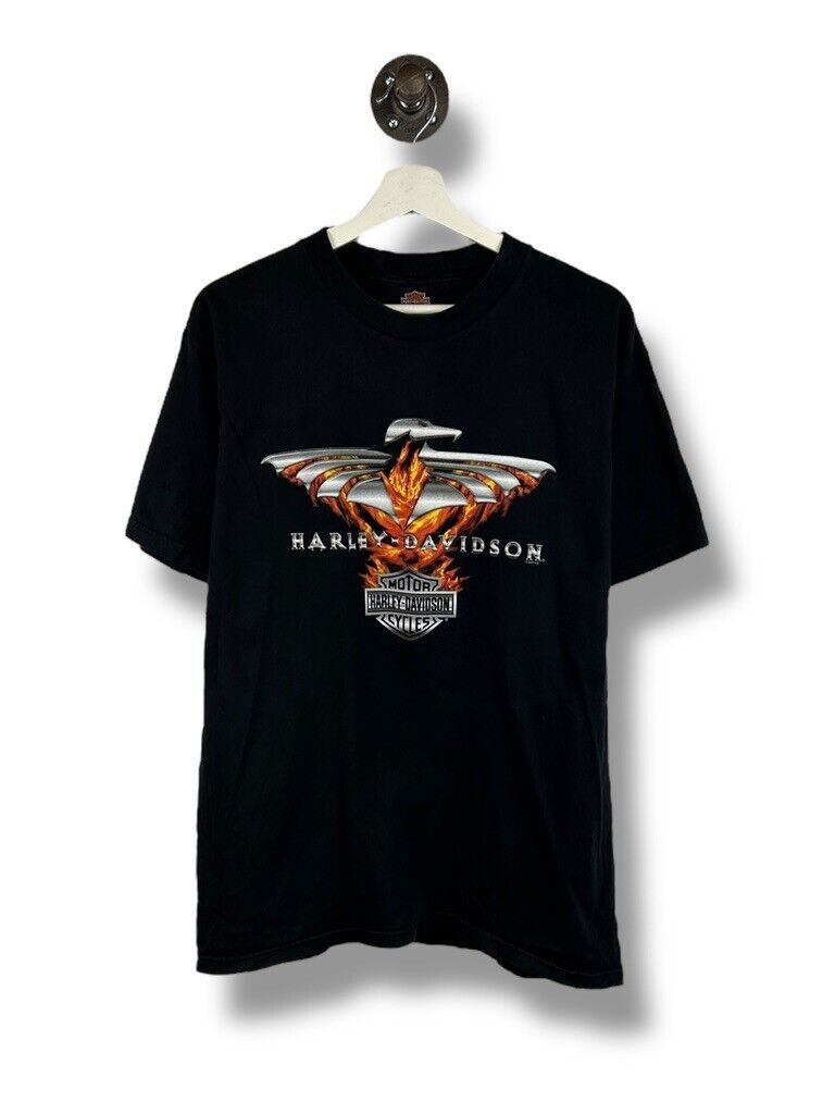 Vintage Harley Davidson Flaming Eagle Graphic T-Shirt Size Large Black