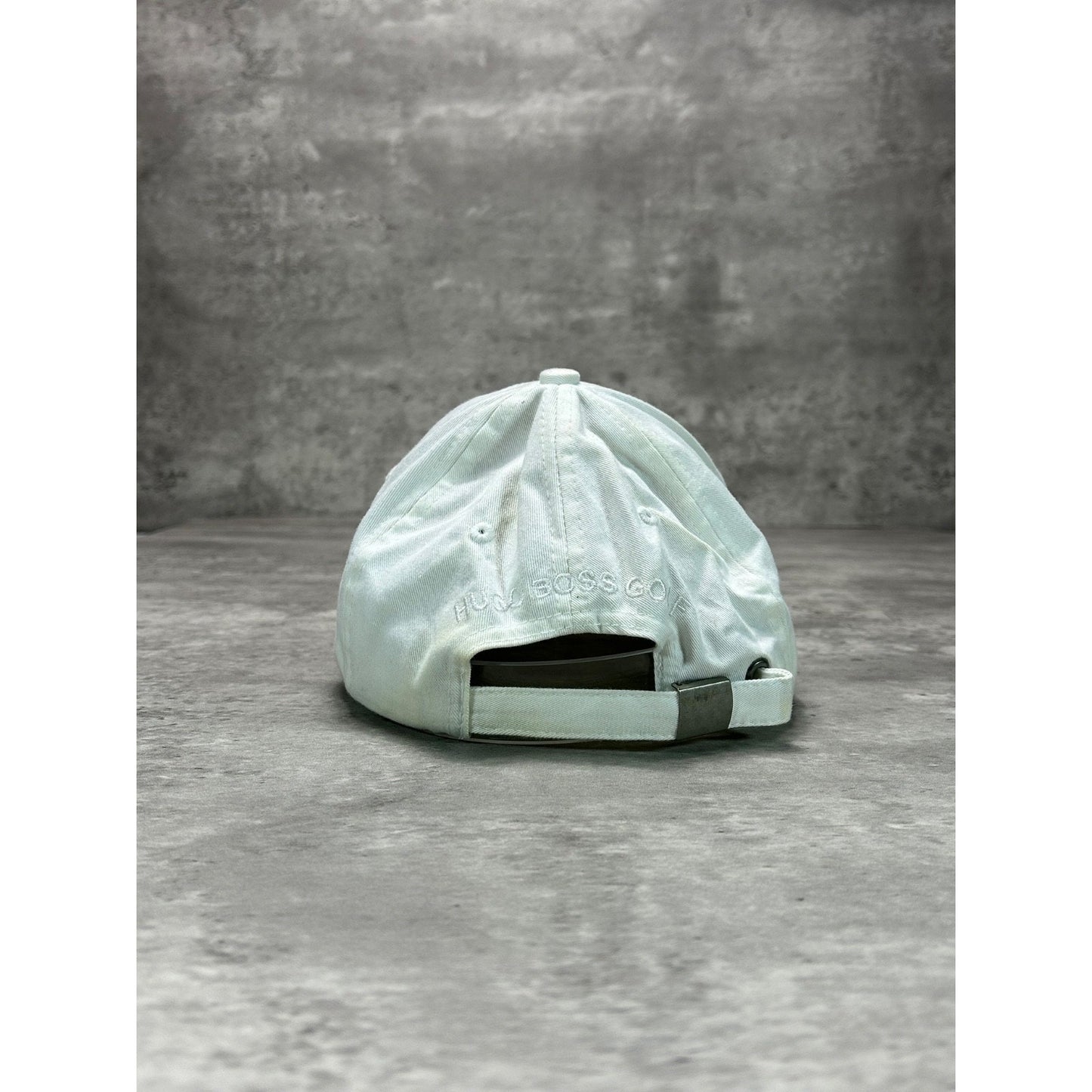 Vintage Hugo Boss Distressed Tonal Embroidered Spellout Strapback Hat OSFA