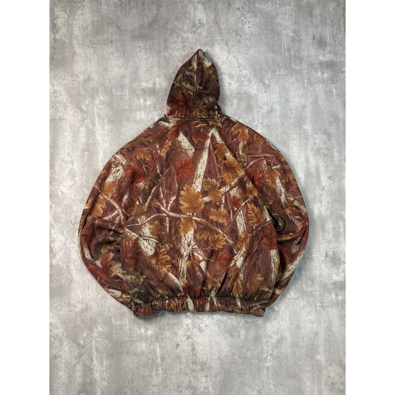 Vintage 90s Fall Tree Camo Full Zip Hooded Hunting Jacket Size XL