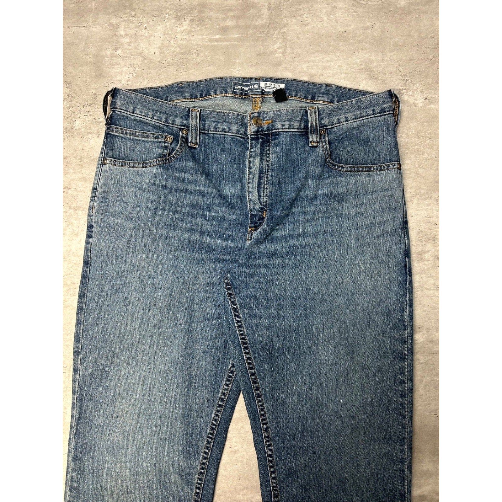 Carhartt Relaxed Fit Dark Wash Denim Workwear Pants Size 36