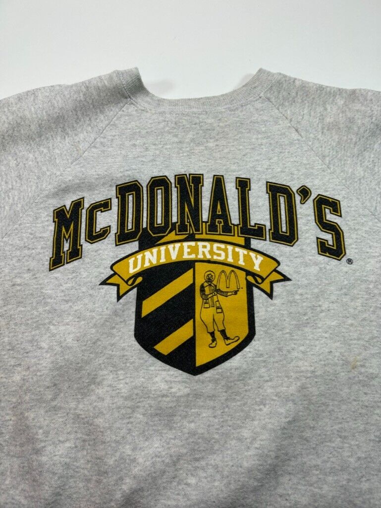 Vintage 90s McDonalds University Collegiate Crest Graphic Sweatshirt Size XL