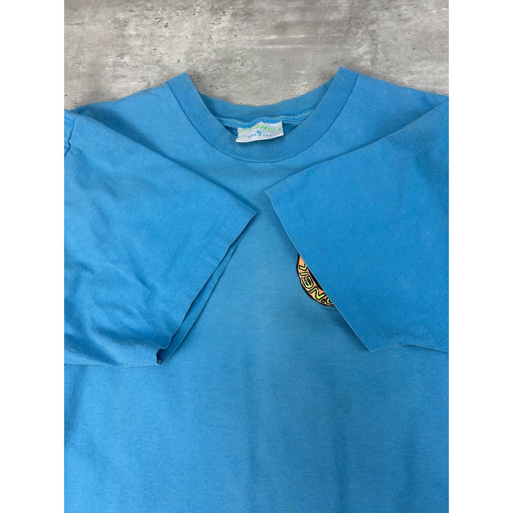 Vintage 90s O'Neill Cartoon Surfer Graphic Blue T-Shirt Size XL