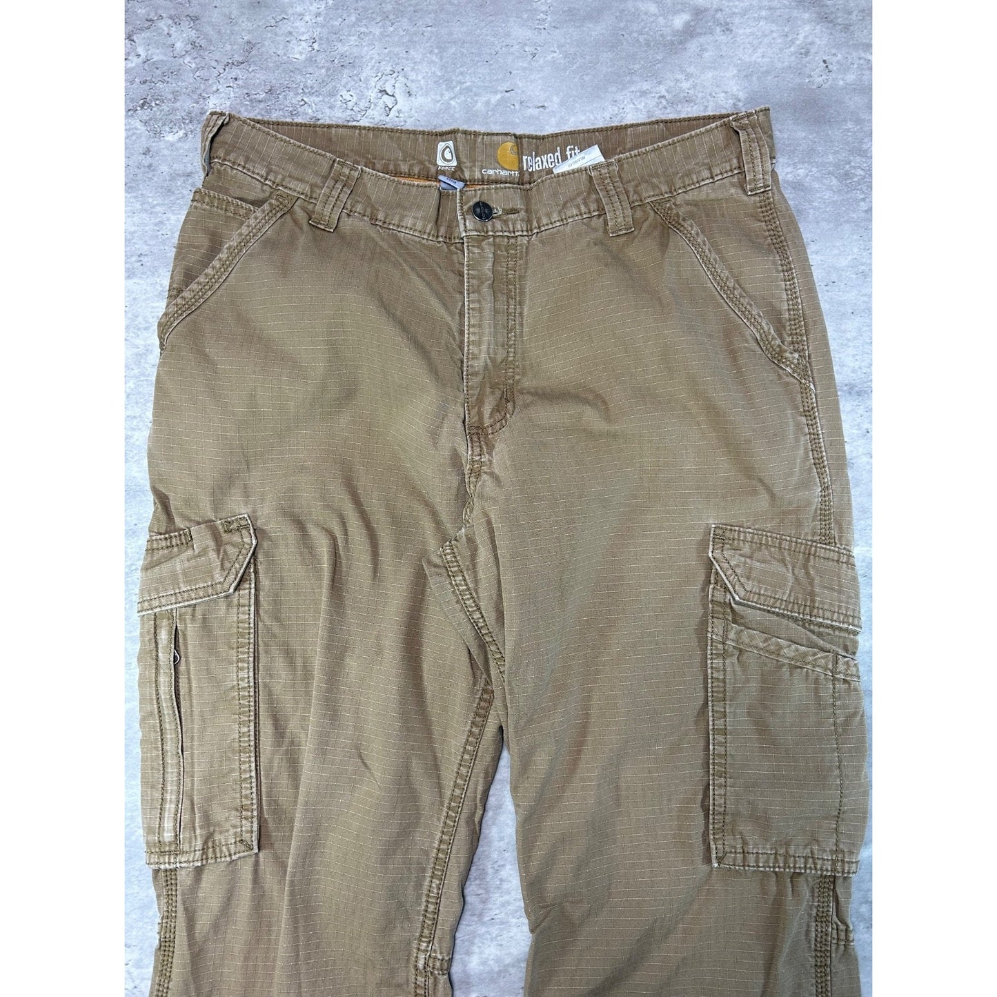Carhartt Relaxed Fit Ripstop Canvas Workwear Cargo Pants Size 35 Beige
