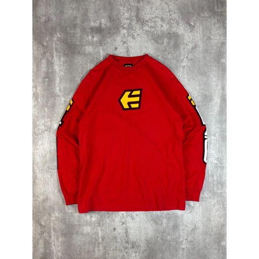 Vintage Etnies Graphic Sleeve Spellout Long Sleeve Skateboard T-Shirt Size Medium