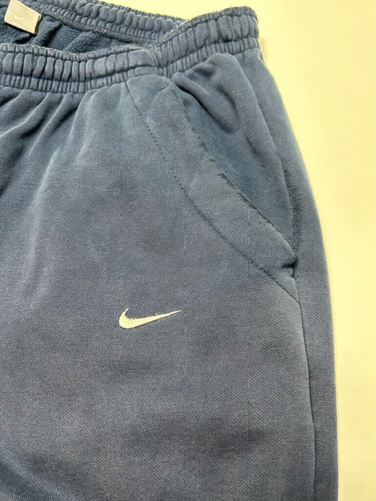 Vintage Y2K Nike Embroidered Mini Swoosh Cotton Pants Size 2XL Blue