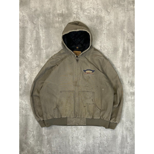 Vintage Snap-On Insulated Canvas Workwear Full Zip Hooded Bomber Jacket Size 2XL