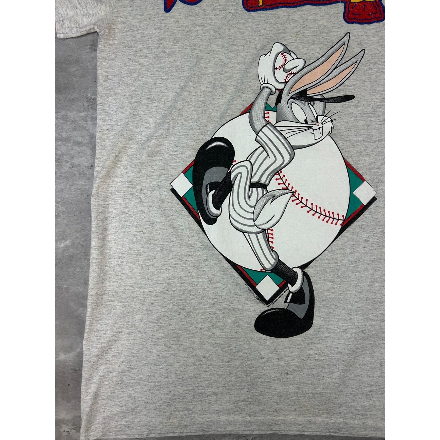 Vintage 90s Atlanta Braves MLB Looney Tunes Bugs Bunny Long T-Shirt Size XL