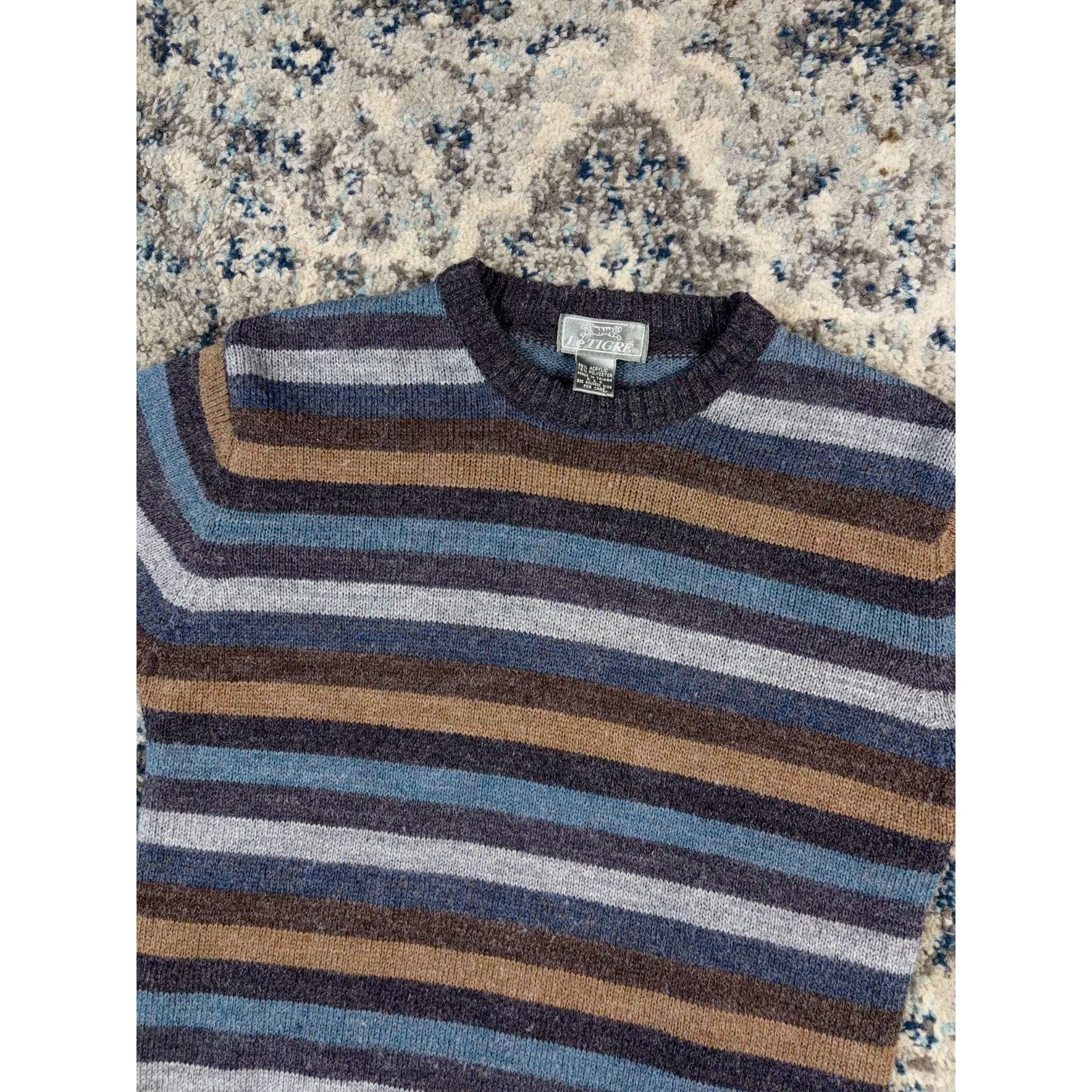 Vintage Le Tigre Striped Pullover Knit Sweater Size Small