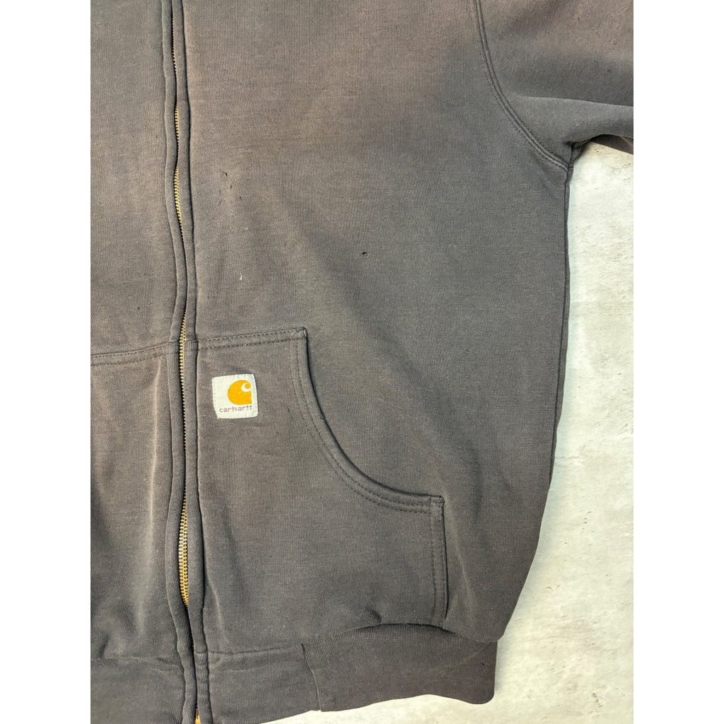 Vintage Carhartt Thermal Lined Full Zip Embroidered Patch Sweatshirt Size Large