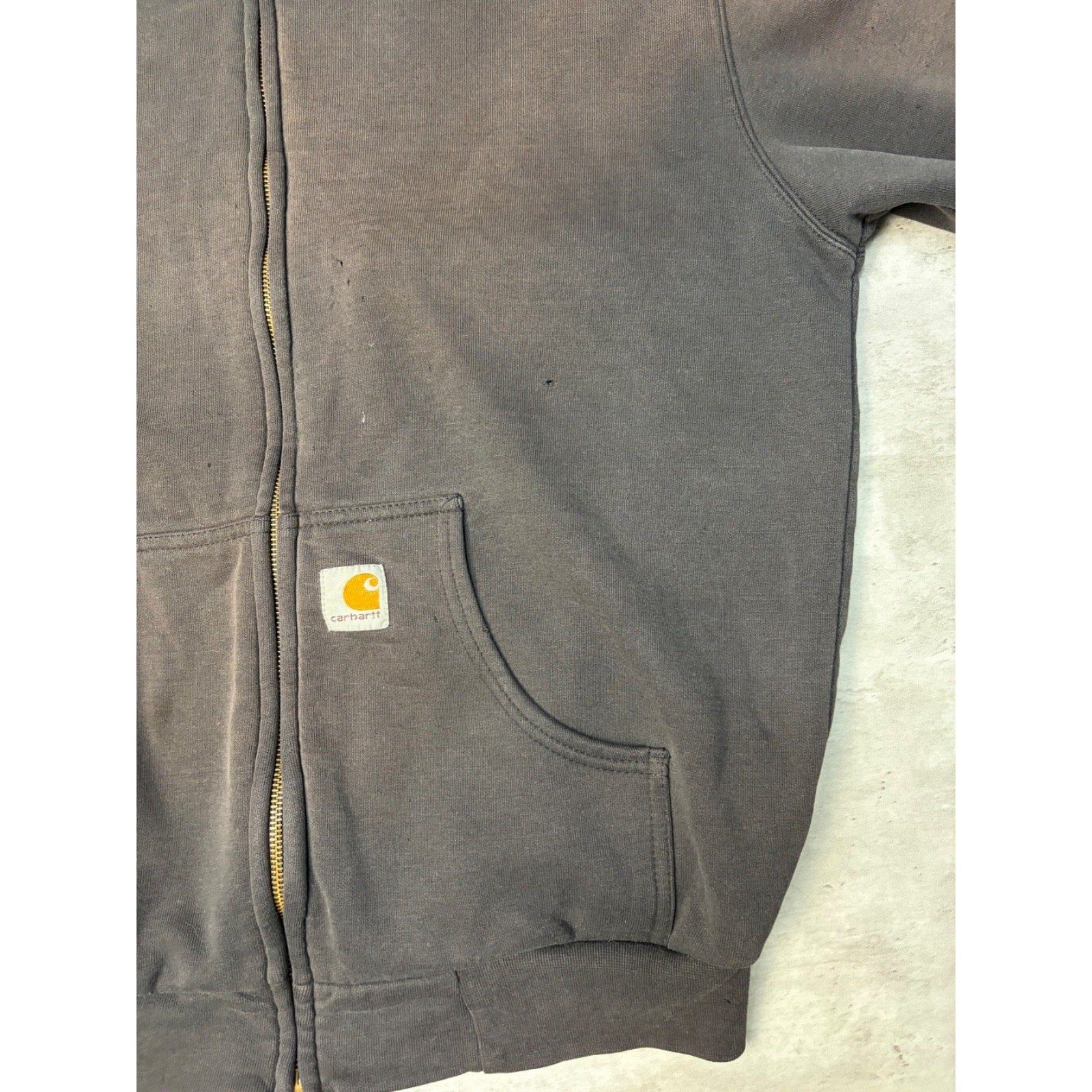 Vintage Carhartt Thermal Lined Full Zip Embroidered Patch Sweatshirt Size Large