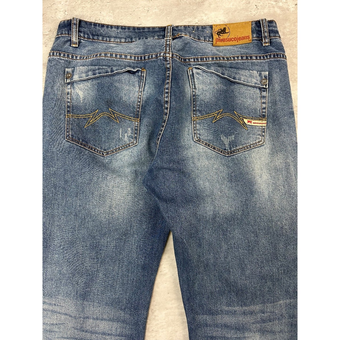 Vintage Y2K Parasuco Frayed Distressed Medium Wash Denim Pants Size 38