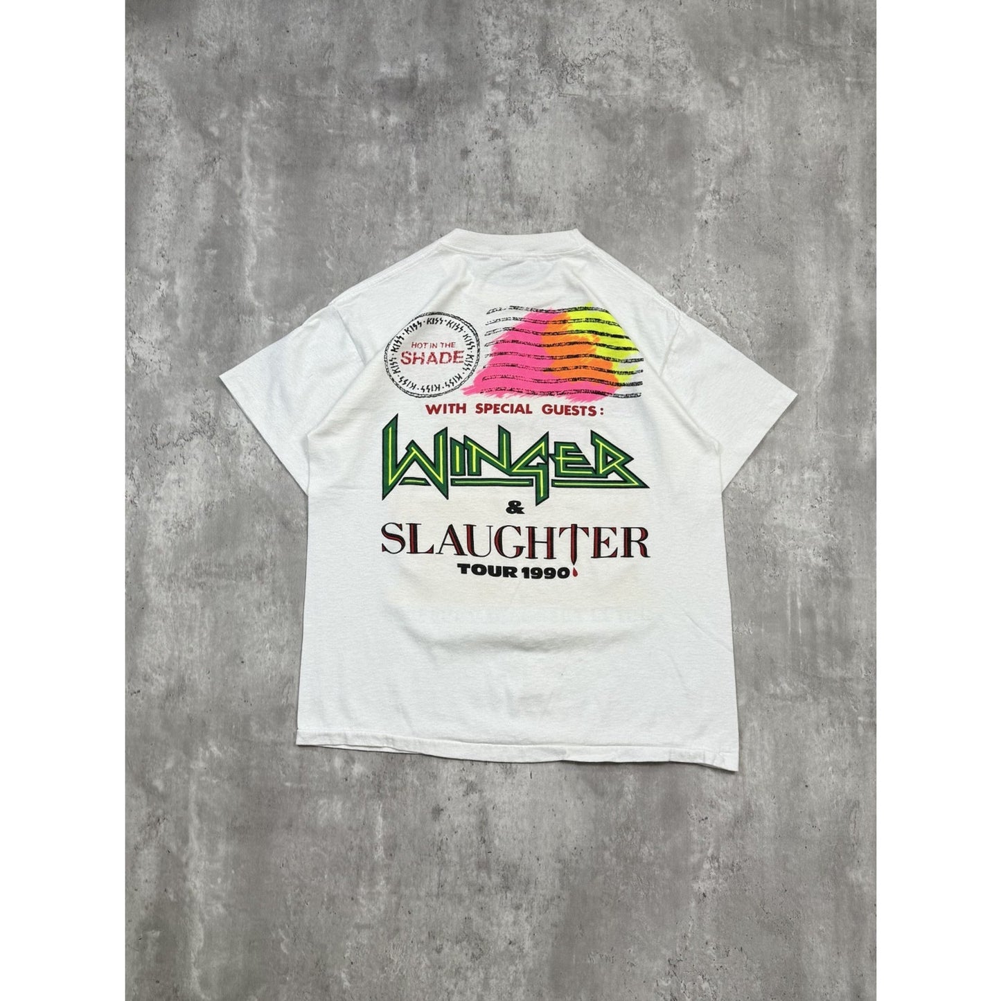 Vintage 1990 Kiss Hot In The Shade Tour Rock Music Band T-Shirt Size Large