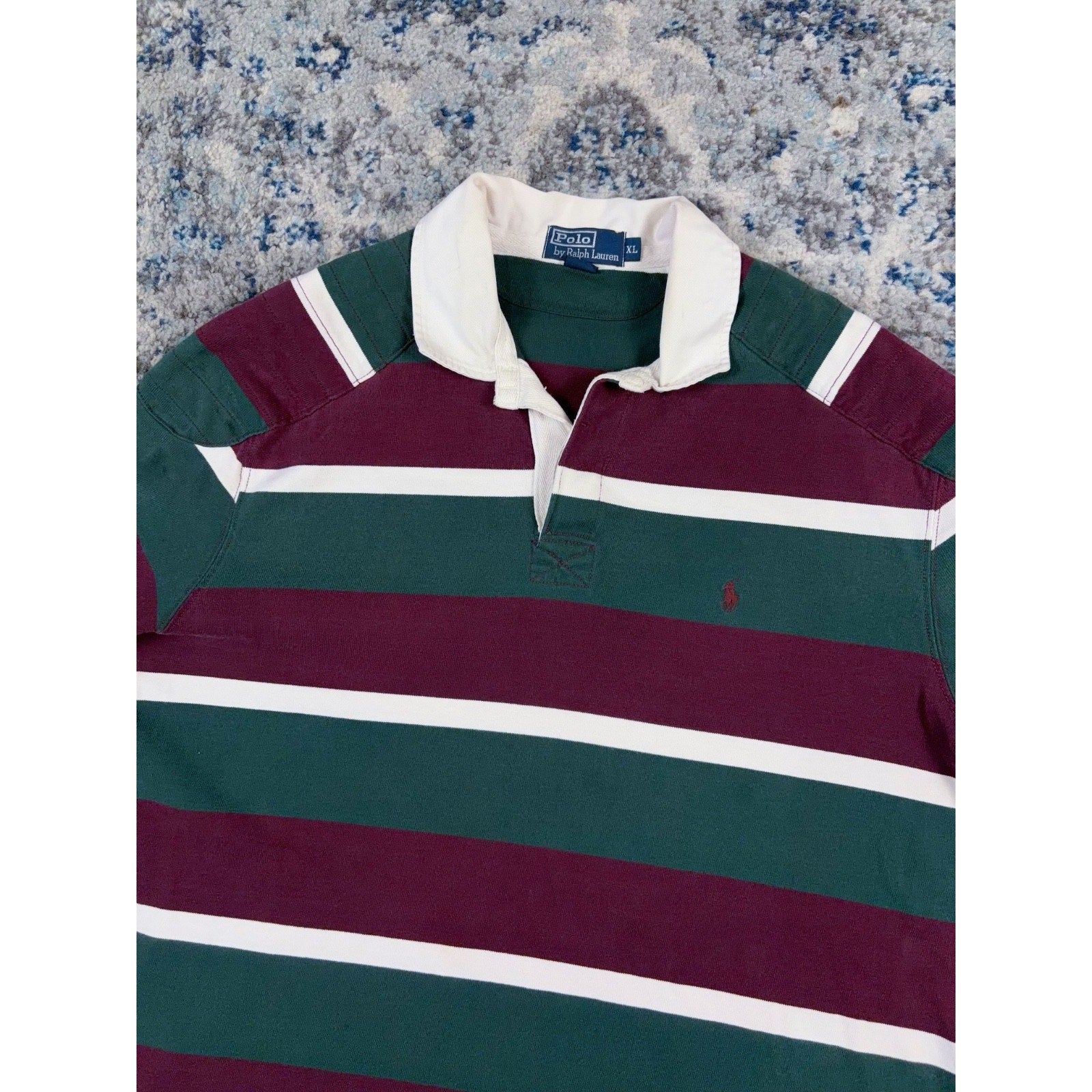 Vintage Polo Ralph Lauren Embroidered Pony Long Sleeve 1/4 Button Up Shirt Sz XL