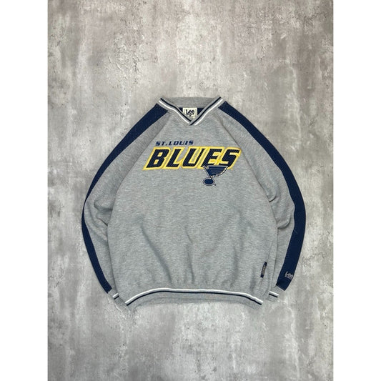 Vintage St Louis Blues NHL Embroidered Spellout Hockey Sweatshirt Size Large