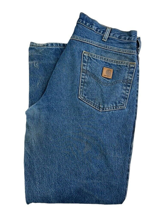 Vintage Carhartt Relaxed Fit Dark Wash Workwear Denim Pants Size 34 B17DST